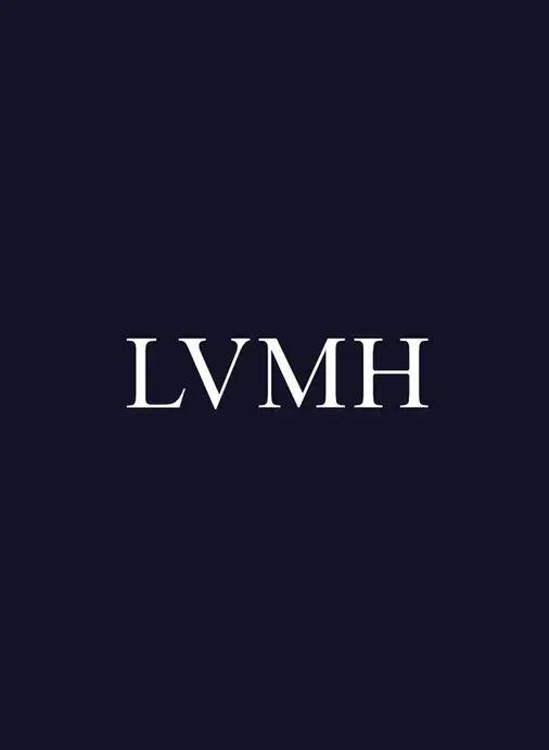 Imagem do fundo azul escuro com logo da LVMH e detalhes sobre o lançamento de um fundo de apoio para colaboradores.